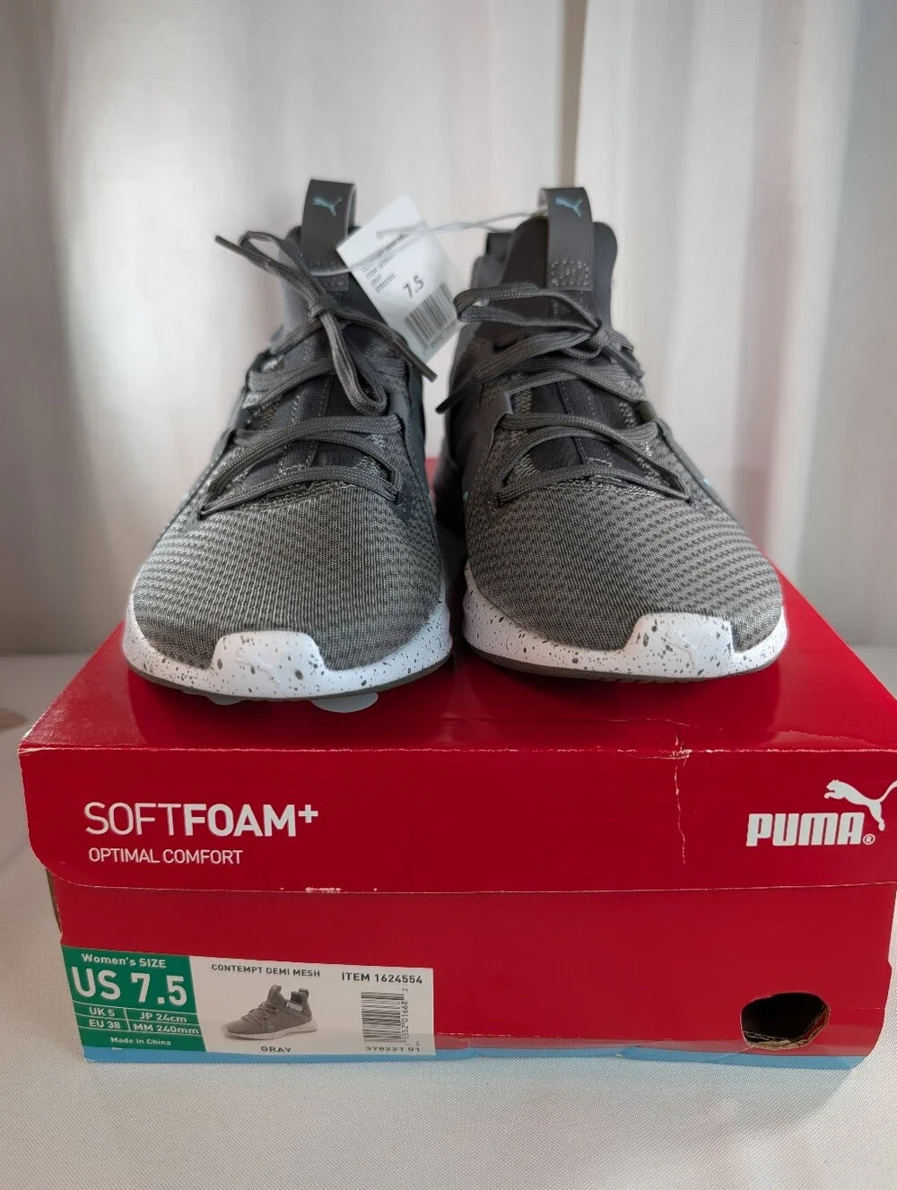 Puma Contempt Demi Mesh Women's Running Walking Sneakers Gray And Teal